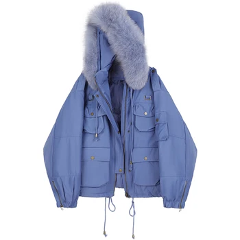 

SALIENCY Winter Down Jacket Women's New 2020 Korean Fashion Fox Fur Outerwear Down Jacket with Hooded Female
