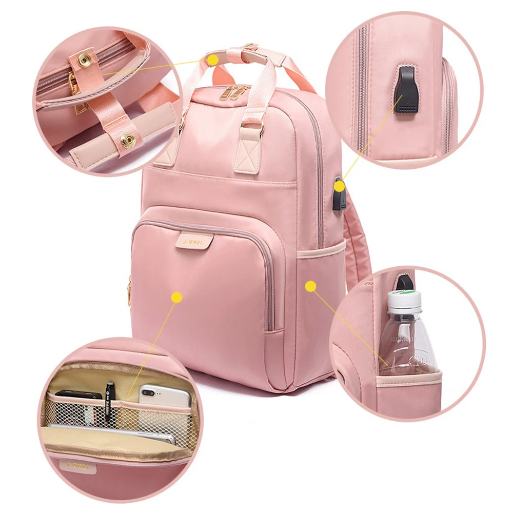 WENYUJH водонепроницаемый рюкзак для ноутбука женский модный рюкзак для девочек 13,3-15,6 дюймов рюкзак для женщин Ткань Оксфорд черный розовый рюкзак