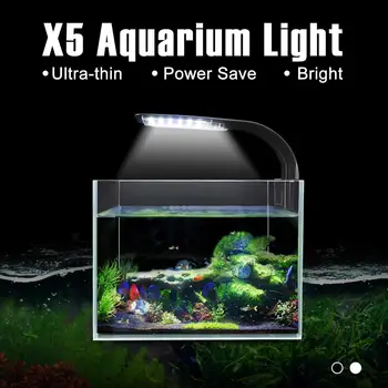 Iluminación LED para acuario, Pecera, iluminación de plantas acuáticas, enchufe europeo, 24 LED, Clip para acuario superfino, resistente al agua