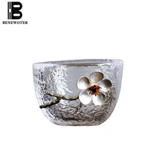 Японский стиль термостойкая прозрачная стеклянная маленькая чайная чашка китайский чайный набор кунг-фу Мастер чашка чайная чаша слива цветок украшение