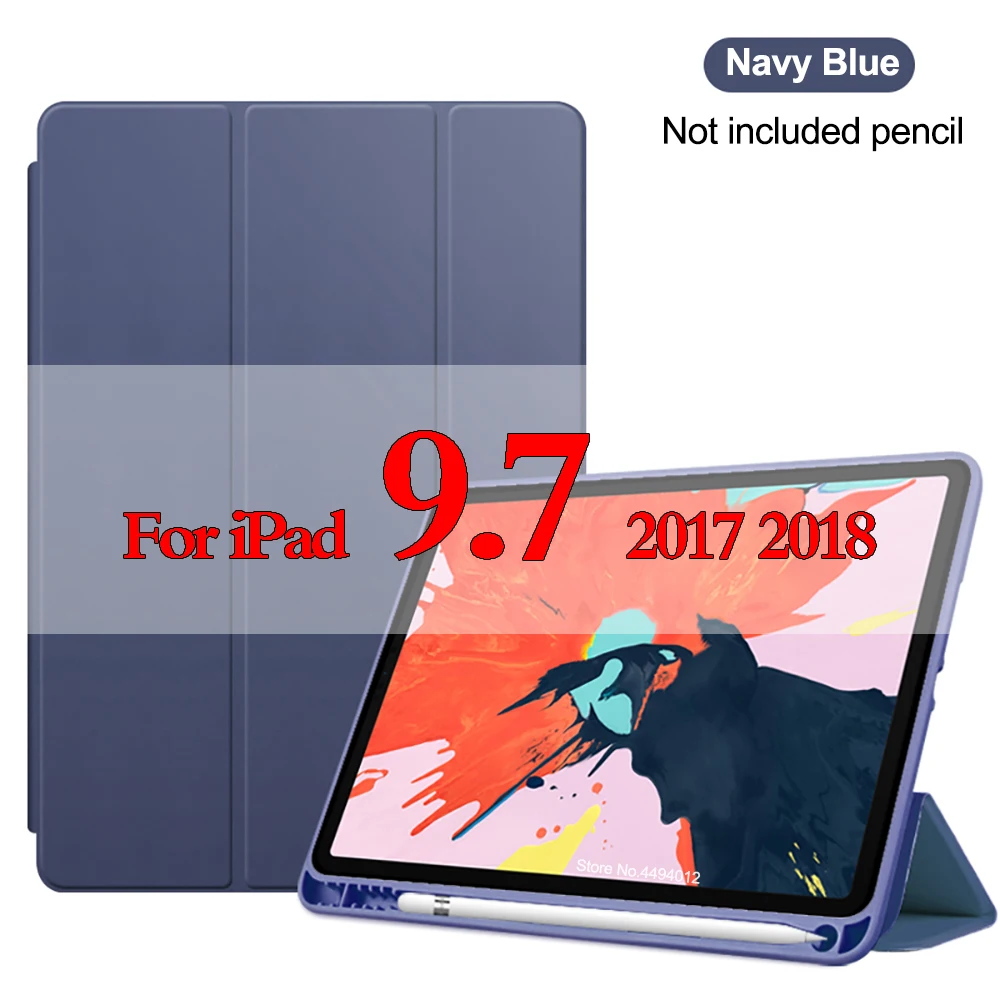 Для ipad Air 3 10,5 чехол Funda для ipad 9,7 чехол карандаш держатель тонкий ТПУ силиконовый мягкий чехол умный сон Пробуждение - Цвет: 9.7 Navy blue
