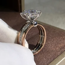 Female Jewelry Wedding-Rings Engagement Classic Huitan Bridal Dazzling Hot-Sale Cubic-Zirconia