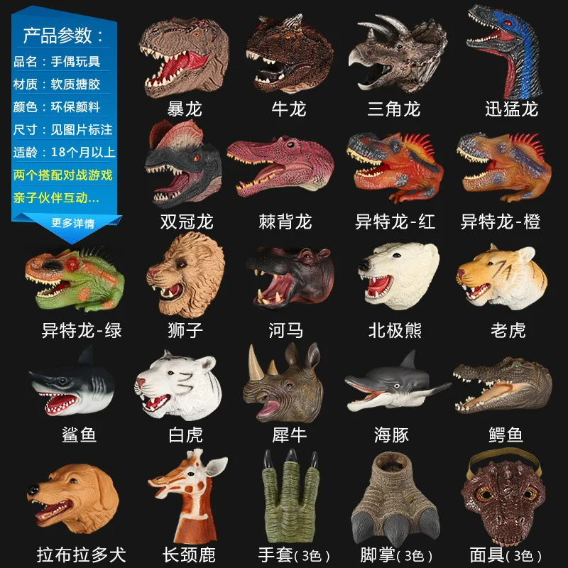 Мир Юрского периода маска динозавра перчатка ноги T-Rex Тигр Лев животное ручная кукла детская Праздничная игрушка