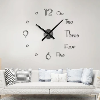 

Large Size Europe Style Wall Clock 3D DIY Acrylic Mirror Stickers Digital Silent Clock Living Room Home Decoration