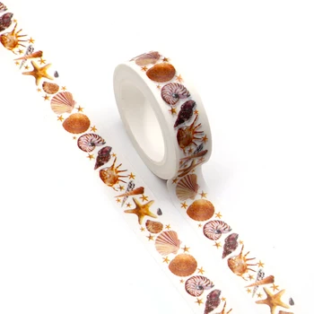 

1PC 15MM*10M Shell Stars Designs Wide Washi Tape Scrapbooking Japanese Album DIY Decorative Paper Tape