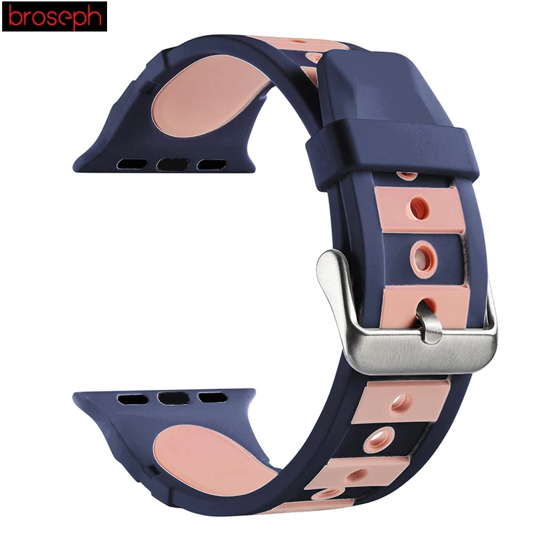 Blue Pink Силиконовый ремешок для iwatch 4 ремешка 44 мм 40 мм для мужчин и женщин браслет для apple watch 1 2 3 38 мм 42 мм ремешки для часов - Цвет ремешка: Blue Pink