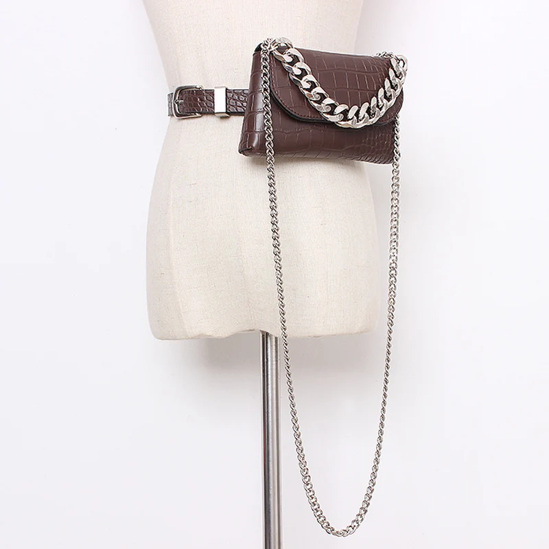 Модная женская поясная сумка из искусственной кожи, поясная сумка, Высококачественная поясная сумка с цепочкой, многофункциональная сумка через плечо