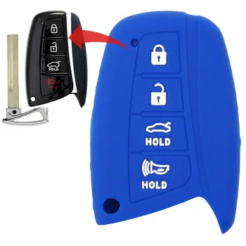 

MICOCHE 4 Buttons Washable Soft Good-Hand-Feel Silicone Flip Car Key Case Cover For Hyundai Genesis Santa Fe Equus