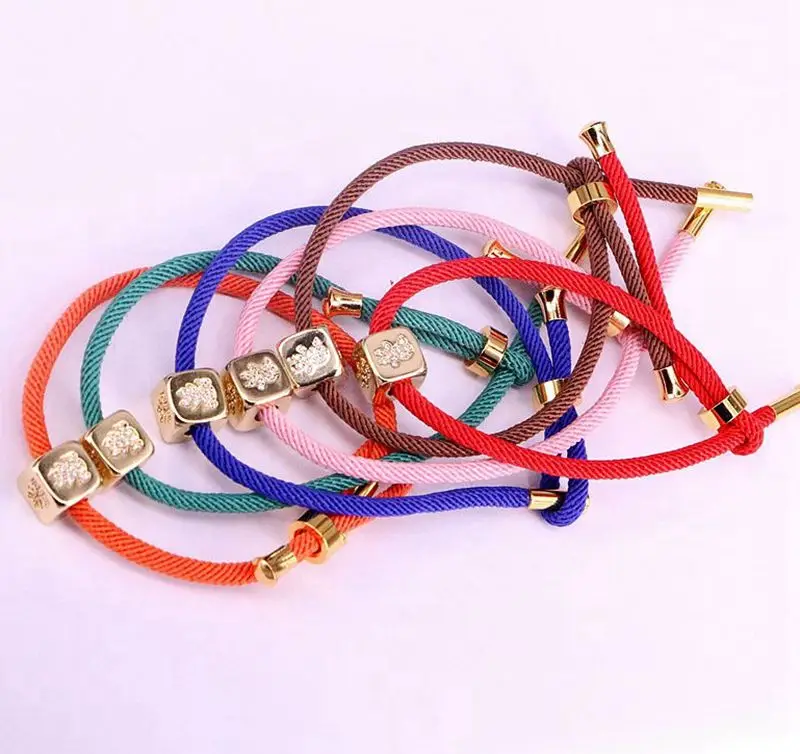 10 шт., смешанный цвет веревка шнур CZ милые дети мальчик девочка Шарм разделитель бисера браслеты подарок