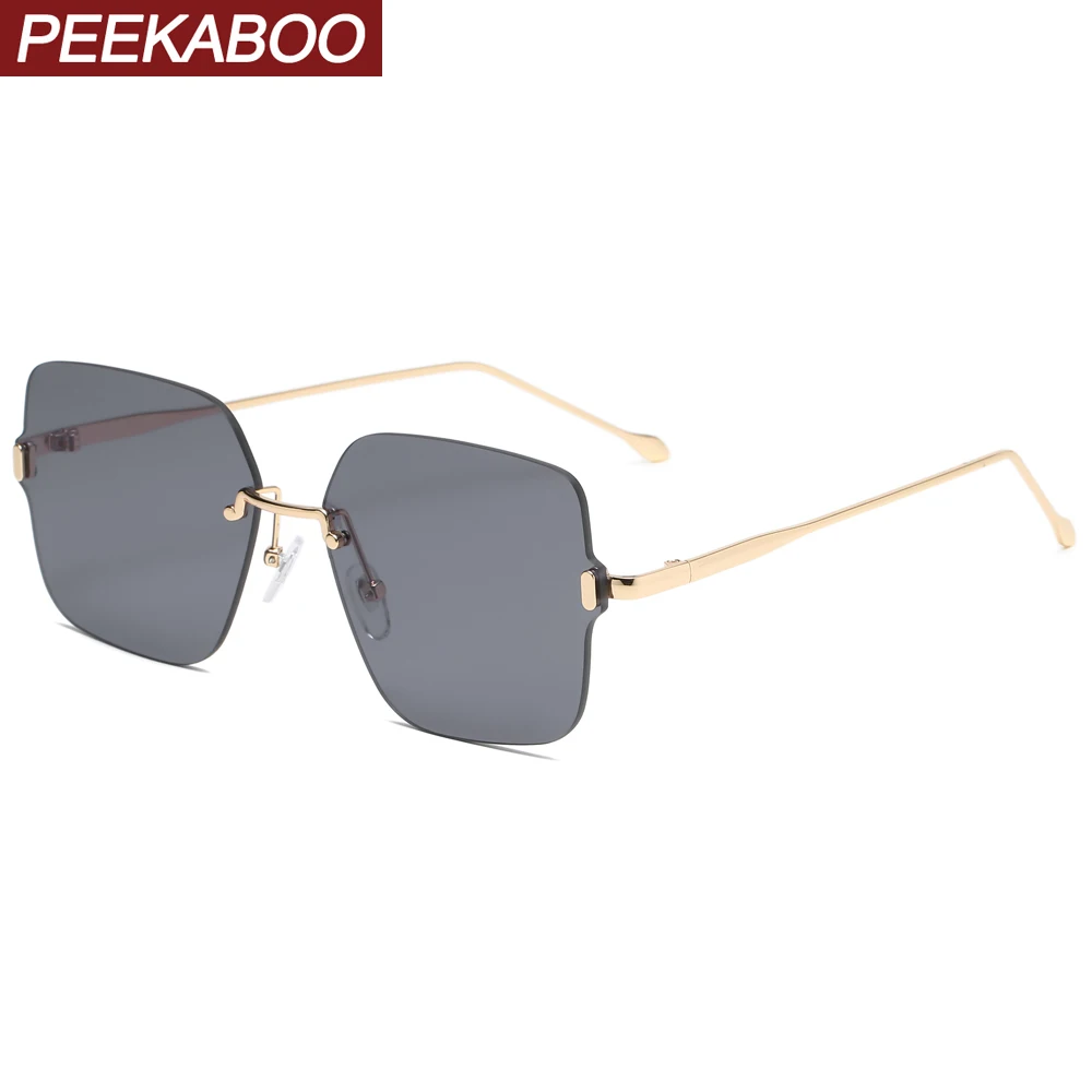 Peekaboo модные квадратные солнцезащитные очки без оправы мужские золотистые
