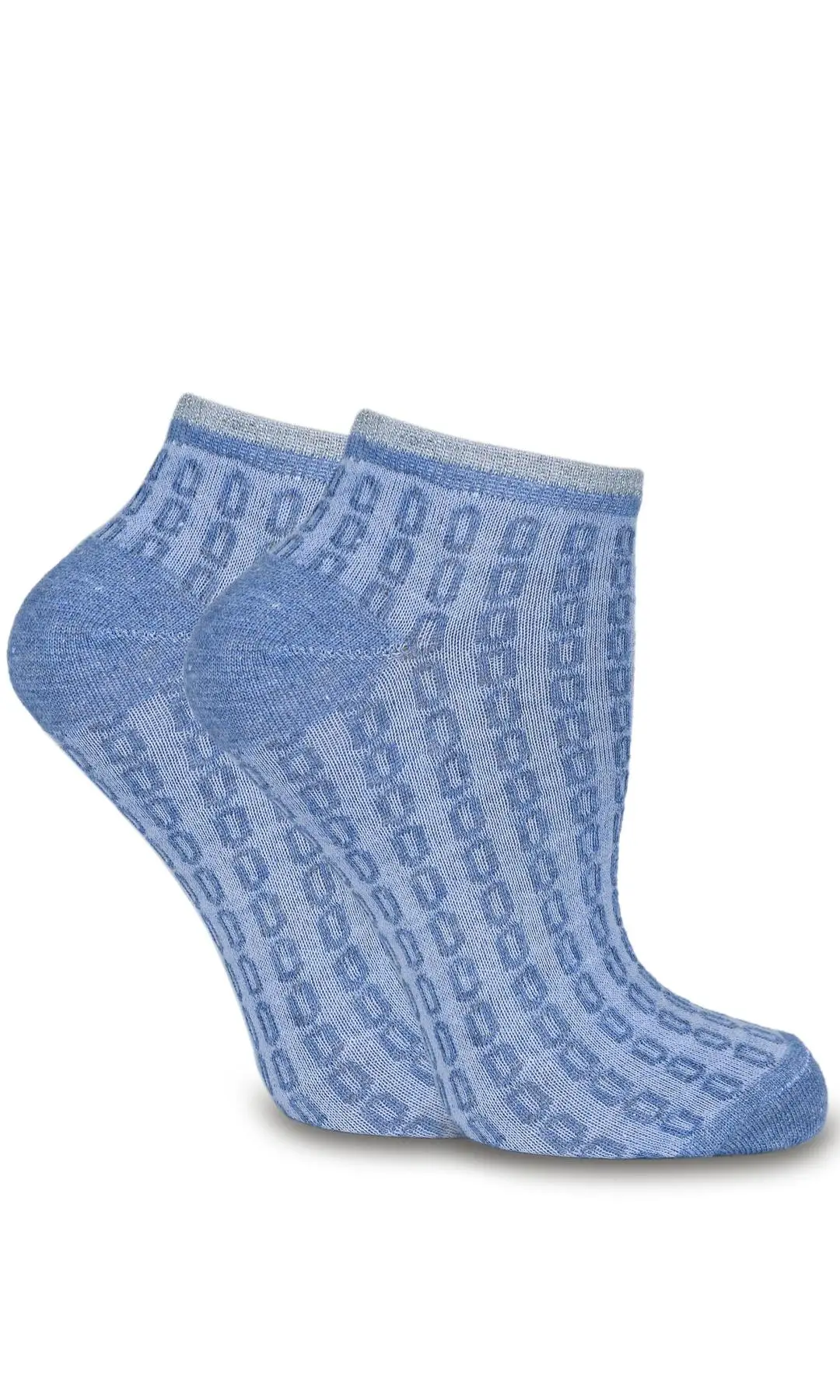 Синие короткие носки с узором в виде цепочки | Женская одежда