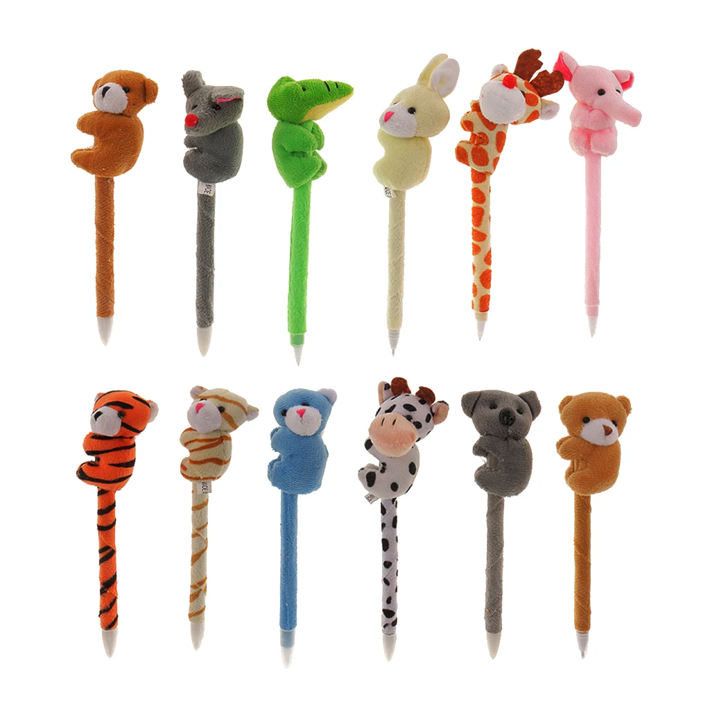 12Pcs P Animal Ballpoint Pens Fluffy Pie Pens Toy Party Supply