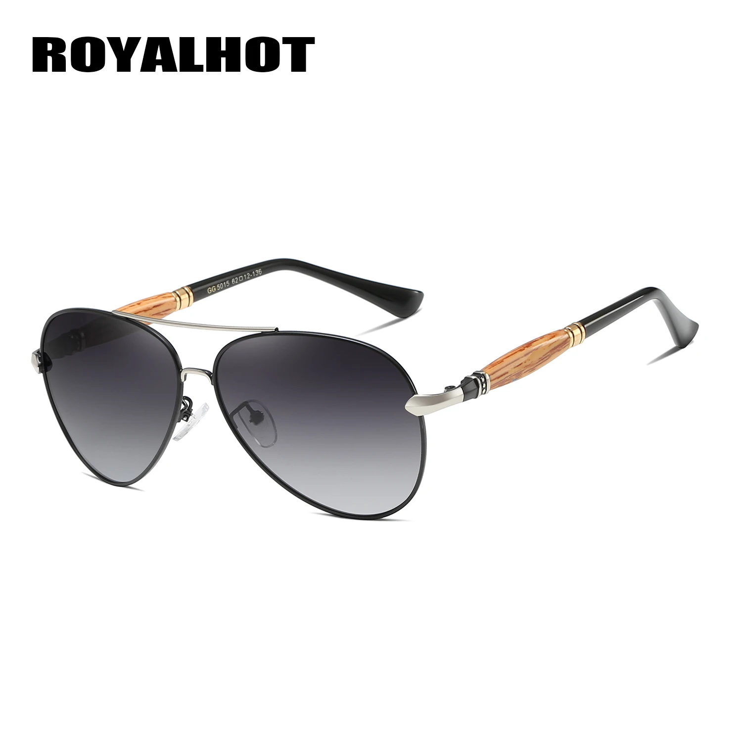 RoyalHot, мужские, женские, поляризационные солнцезащитные очки, овальная Алой и деревянная оправа, солнцезащитные очки, очки для вождения, солнцезащитные очки, мужские очки, 900151 - Цвет линз: Black Silver