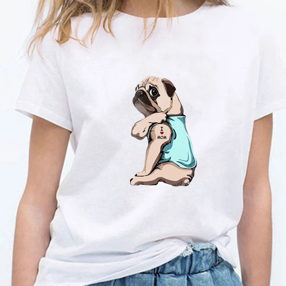 Новая забавная футболка с надписью I LOVE MOM DOG женская милая аниме летние крутые