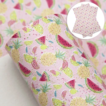

David accessories 20*34cm Fruit Printed Synthetic Leather Fabric DIY Bow Bag Phone Case Material Faux Leather Fabric,1Yc10506