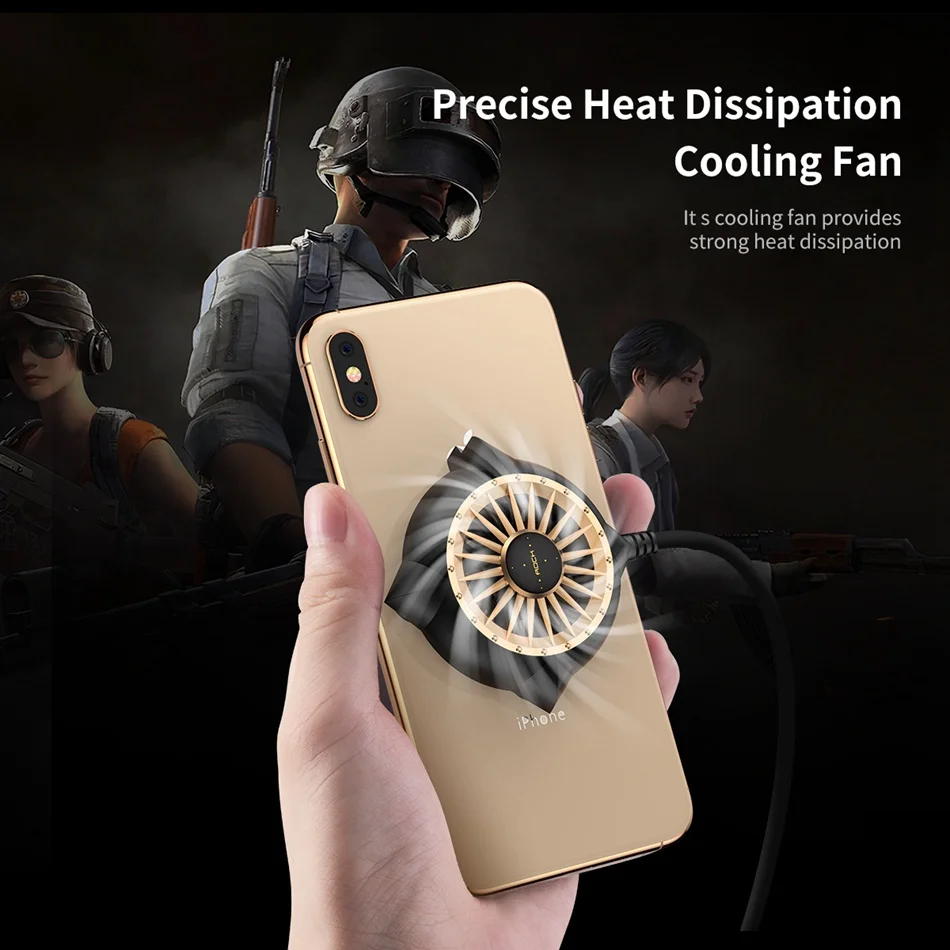 ROCK Mobile Phone Cooler Cellphone Gaming Cooling Fan with Suction Cup for iPhone Samsung Portable Mobile Heat Sink Cooler Fan