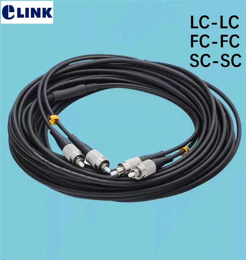 200mtr ТПУ волоконно-оптические Patchcords водонепроницаемый LC SC FC 2 бронированный соединительный кабель свинцовый открытый одномодовый FTTA джемпер SM DX 3,3 мм