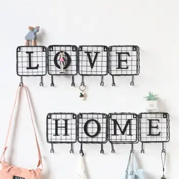 

Iron Art Wall Storage Rack Creative HOME Letter Storage Stand Wall Decoration Hooks Sundries Organizer Basket for Home