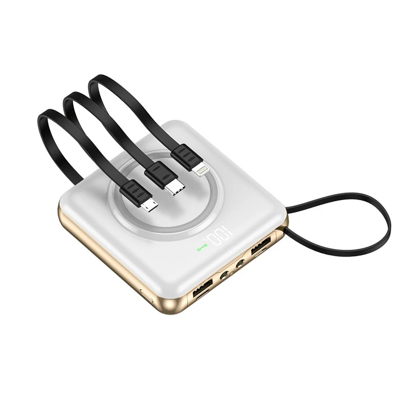 wireless power bank for iphone Mini Power Bank 20000mAh Qi Wireless Charger Powerbank Built in Cable Fast Charger for iPhone 12 11 Samsung S21 Xiaomi Poverbank charging bank Power Bank