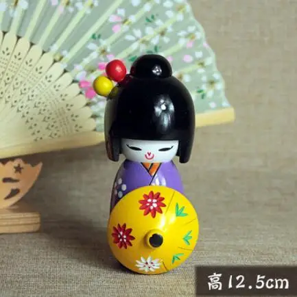 1 шт. новая милая японская кукла Kokeshi с зонтиком, деревянные куклы, размер 12,5 см