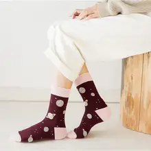 Новые зимние хлопковые носки с рисунком, Корейская женская подвеска в виде космонавта и планеты, носки, новинка, Короткие Смешные Носки