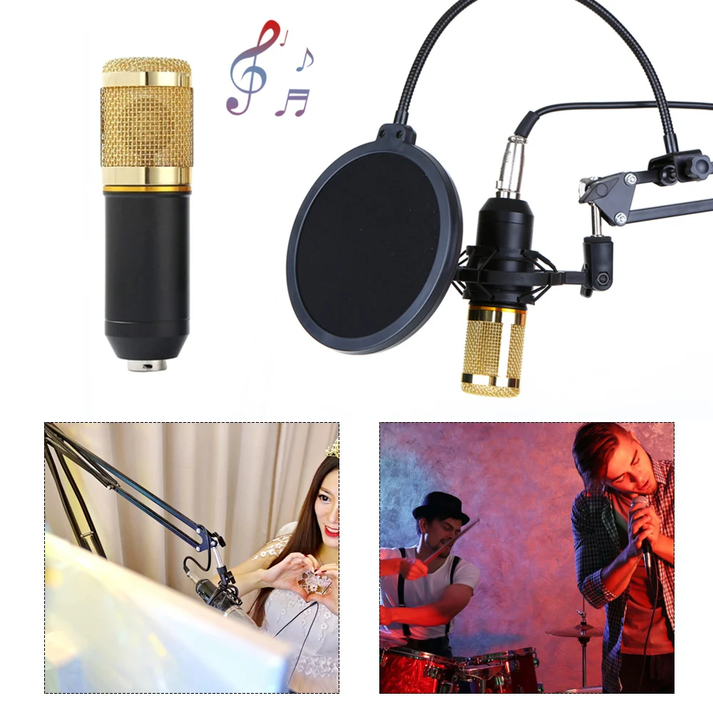 Sound Card Set Multifunctional Zinc Alloy Live Broadcast Microphone Sound Card with 12 Kinds Sound Effects