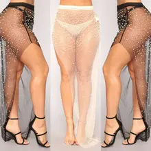 Новое сексуальное ажурное для женщин пляжное бикини Асимметричная сетчатая юбка накидка шарф Купальники-парео саронг платье Великобритания