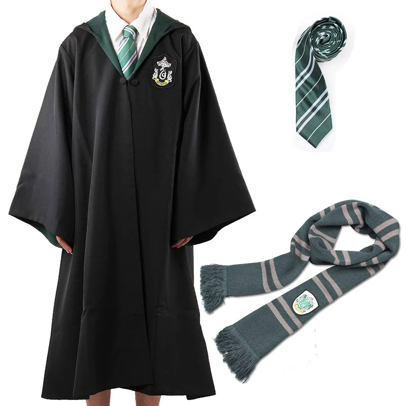 Поттер Косплей костюмы робы накидка с галстуком шарф палочка очки Ravenclaw/Gryffindor/Hufflepuff/Слизерин Гермиона Рождественский подарок - Цвет: SL Robe tie scarf