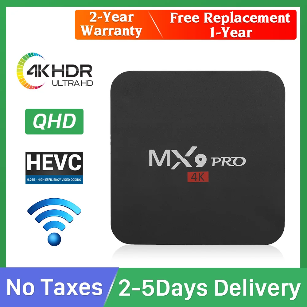 

MX9Pro QHD Android Smart TV Box 1GB 8GB HDMI 2.0 RK3228A 2.4Gwifi H.265 4K FHD Media Player MX9pro QHD Smart Set Top TV Box
