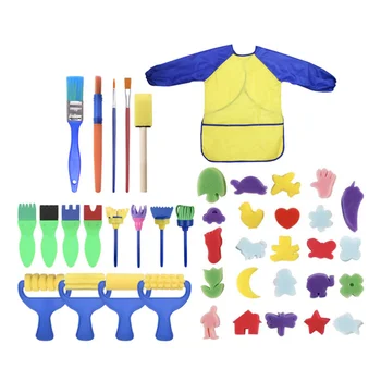 

42PCS Children's Art Painting Sponge Brush Set Early Education Graffiti Seal Waterproof Painting Art Supplies Color Palette