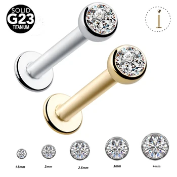 1Pc F136 Titanium 16G 1.5-4mm  Cz Gem Tragus Lip Ring Monroe Ear Cartilage Earring Piercing Labret Tragus Cartilage Earring