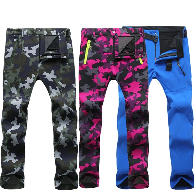 

NEW Winter Snowboard Ski Pants Men Women Trekking Fleece Softshell Pants Camping Hiking Skiing Trousers Waterproof Windproof