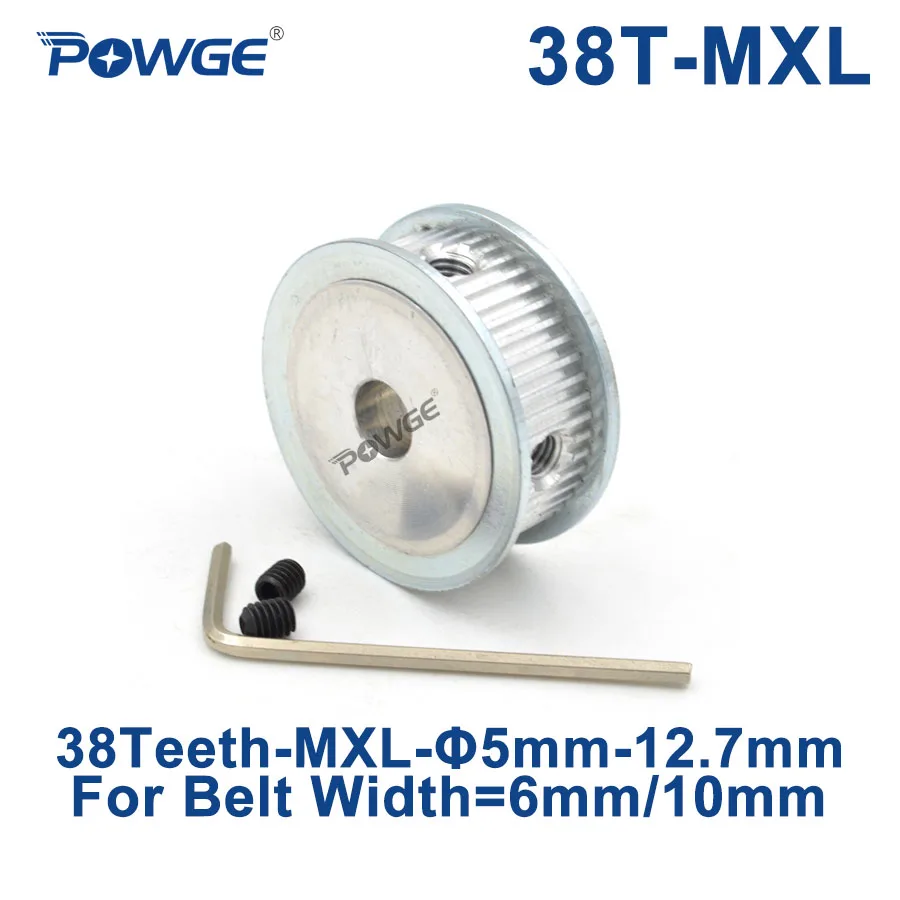 POWGE трапециевидная 38 зубчатый шкив Mxl Зубчатый шкив Диаметр 5/6/6,35/7/8/10/12/12,7 мм ширина 6 мм 10 мм MXL синхронный ремень 38 зубов 38 T