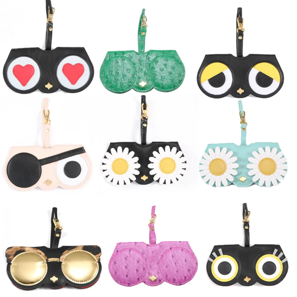 

NALOAIN Sunglasses Case Women PU leather Cute Cartoon Protable Eye Glasses Bag Storage Protection