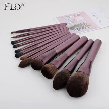 

FLD 12pcs Wood Handle Makeup Brush Set Blush Brush Set Eye Eyeliner Powder Foundation Make Up Brushes Set Cosmetic Tools Kit