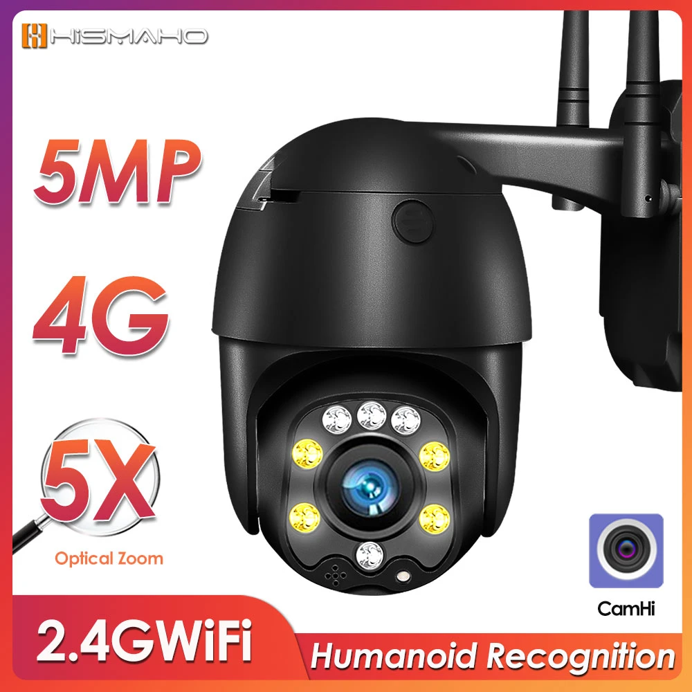 Camhi Ip Camera 5mp Video Surveillance Outdoor Wifi Cctv 4g Sim