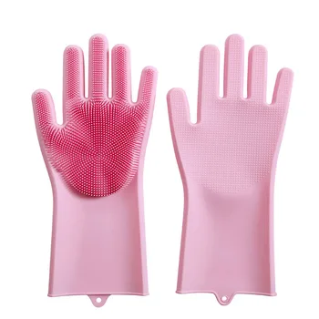 

Gloves Silicone Thick Add Plush Dishwashing Scrubber Dish Washing Gloves Multi-function Home Silicone Cleaning Magic Glove