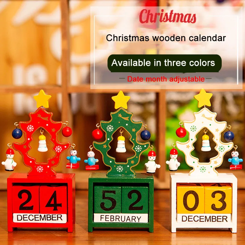 

Vintage Wooden Advent Table Desk Calendar Wood Block Planer Permanent Desktop Organizer Agenda Perpetual Calendar Home Decor new