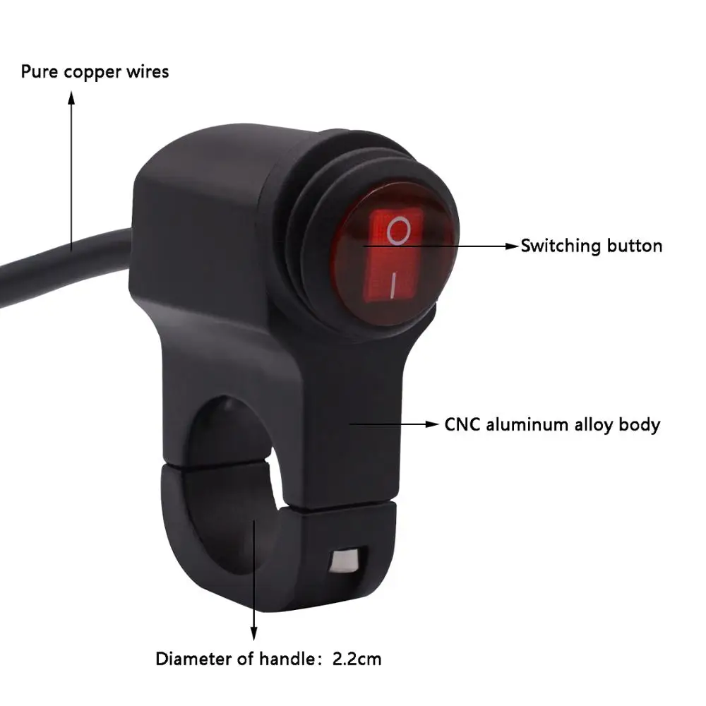 Светодиодный кнопочный переключатель из алюминиевого сплава 10А с саморегулирующимся переключателем, Рогом/пламенем/пуском/зажиганием для мотоцикла, электромобиля, квадроцикла