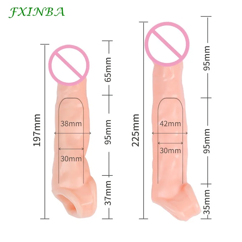 FXINBA Large Penis Extender Sleeve Reusable Comdom Delay Ejaculation Penis Sleeve Dick Male Dildo Enlargers Sex Toys For Men