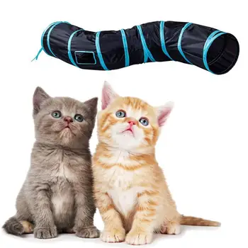 

Cat Toy S-Type Cat Tunnel Foldable Cat Channel Cat Rolling Training Tool Cat Bell Ball Pom Pom Toy Pet Supplies