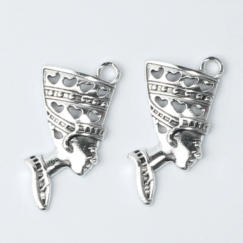 12 шт. Египетская царица Nefertiti кулон богиня золото/цвет серебра талисман для ювелирных изделий diy аксессуары для рукоделия разъем 20*40 мм - Цвет: silver