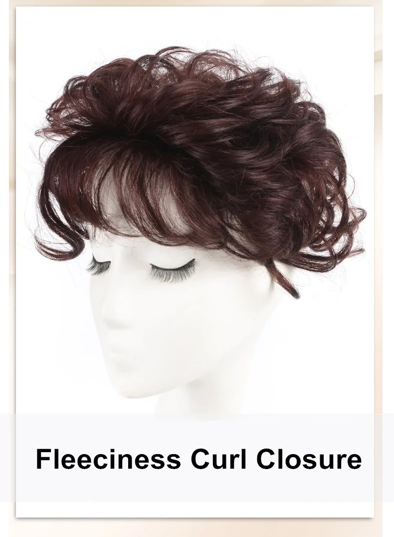 12-12 Machine-made Salonchat Human Hair Toupee Thin Skin Natural Remy Hair Piece Women Curly Hair Replacement Clip Closure