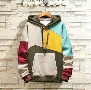 

Mens Fashion Stitching Patchwork Sweatshirt Youth Casual Hoodie Hip Hop Pullover
