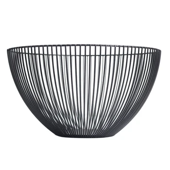 

Creative Fruit Basket Fruit Snack Tray Bowl Kitchen Vegetable Storage Basket Kitchen Organizer Basket Home Iron Bowl-Black White