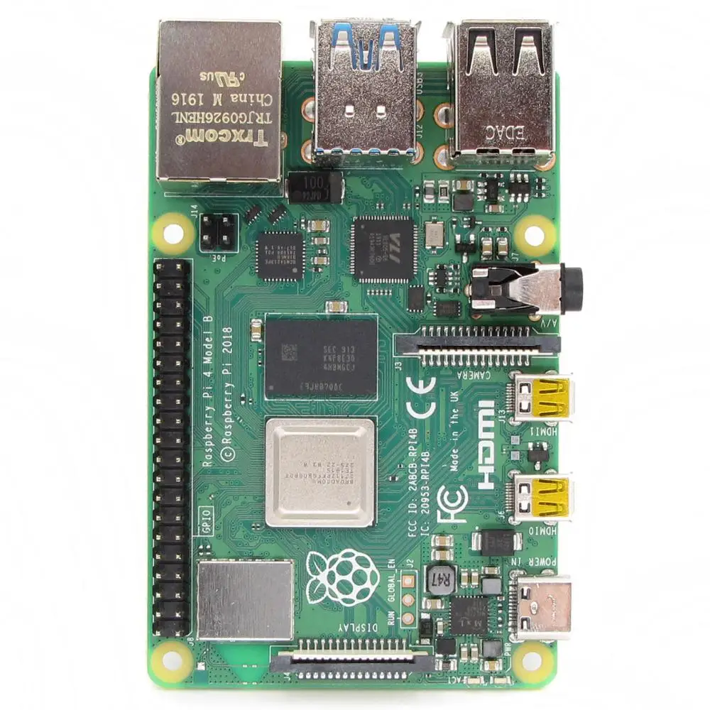 4 ГБ SDRAM(синхронное динамическое ОЗУ) Raspberry Pi 4 Модель B BCM2711 Cortex-A72 64-разрядный четырехъядерный 1,5 ГГц SOC 2,4& 5,0 ГГц Wi-Fi Bluetooth 5,0 Raspberry PI 4B