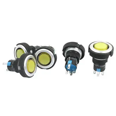 

12V 22mm Panel Mount Momentary Action Yellow Light Push Button Switch 5 Pcs