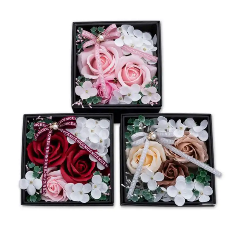 Artificial Flowers Rose Bouquet Soap Flower Gift Box Romantic Flower Storage Organizer For Party Wedding Decor