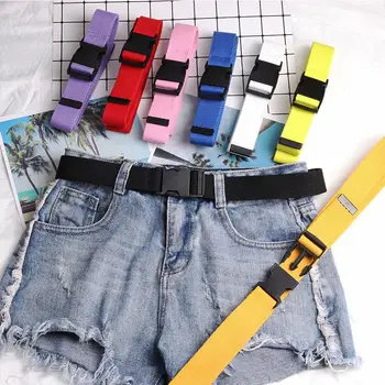

Unisex Belt Square Simple Versatile Plastic Buckle Women Men Woven Canvas Nylon Belt Neutral Soft Simple Belt
