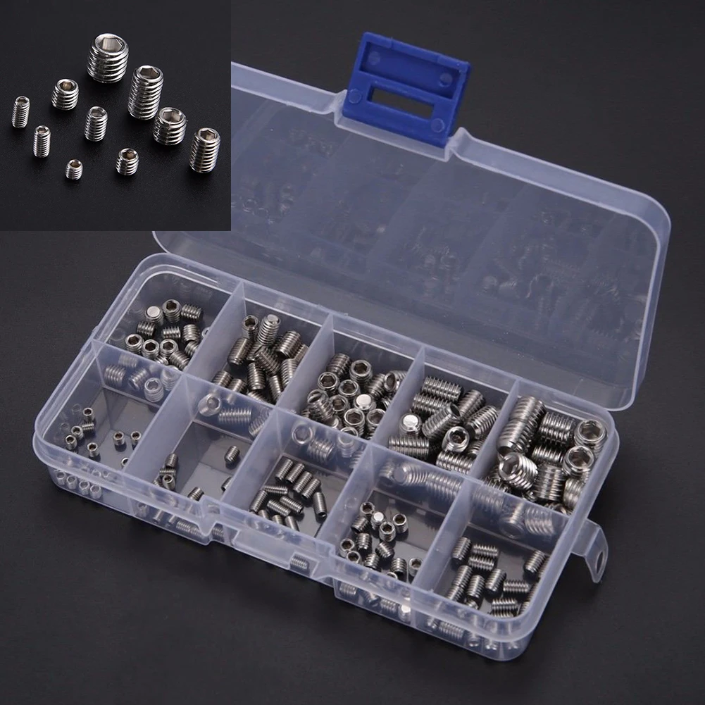 Stainless Steel Allen Socket Hex Set Grub Screw Assortment Kit M3-M8 M3*3, M3*4, M3*6, M4*4